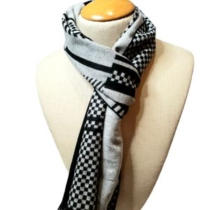 INTERVIEW Sarar Unisex Grey Black Scarf